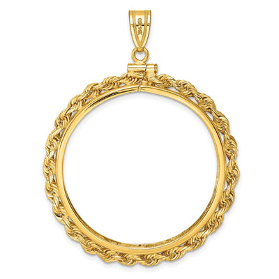 Wideband Distinguished Coin Jewelry 14K Polished Rope x Screw Top Coin Bezel Pendant, 52.2 x 38.2mm