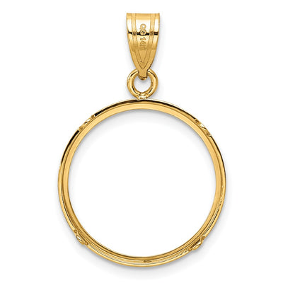 Wideband Distinguished Coin Jewelry 14K Polished Prong Coin Bezel Pendant, 29.1 x 19.1mm
