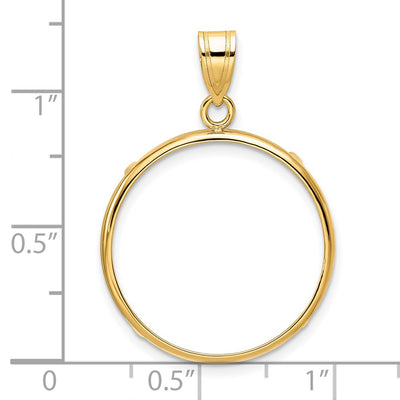 Wideband Distinguished Coin Jewelry 14K Polished Prong Coin Bezel Pendant, 33.1 x 23.2mm