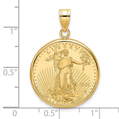 Wideband Distinguished Coin Jewelry 14K Polished Mounted 1/4oz American Eagle Prong Coin Bezel Pendant
