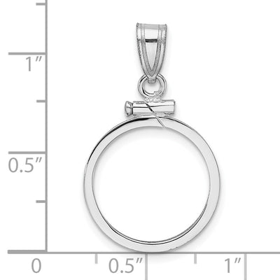 Wideband Distinguished Coin Jewelry 14K White Gold Polished x Screw Top Coin Bezel Pendant, 28.4 x 17.2mm