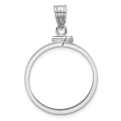 Wideband Distinguished Coin Jewelry 14K White Gold Polished x Screw Top Coin Bezel Pendant, 33.75 x 22.7mm