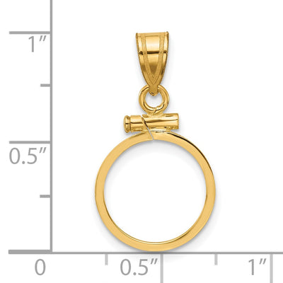 Wideband Distinguished Coin Jewelry 14K Polished x Screw Top Coin Bezel Pendant, 25.5 x 14mm