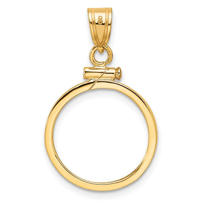 Wideband Distinguished Coin Jewelry 14K Polished x Screw Top Coin Bezel Pendant, 28.4 x 17.2mm