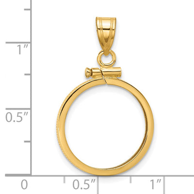 Wideband Distinguished Coin Jewelry 14K Polished x Screw Top Coin Bezel Pendant, 30.1 x 18.65mm
