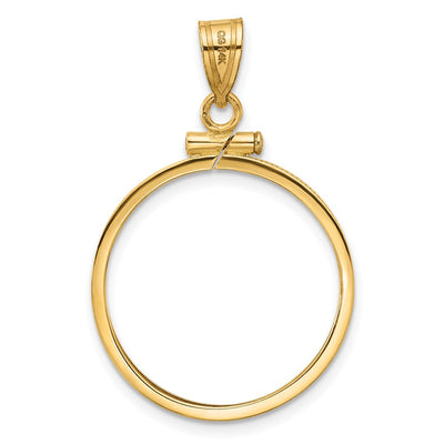 Wideband Distinguished Coin Jewelry 14K Polished x Screw Top Coin Bezel Pendant, 33.3 x 22.25mm