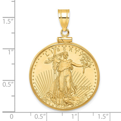 Wideband Distinguished Coin Jewelry 14K Polished Mounted 1/2oz American Eagle Screw Top Coin Bezel Pendant