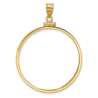 Wideband Distinguished Coin Jewelry 14K Polished x Screw Top Coin Bezel Pendant, 45 x 33.65mm