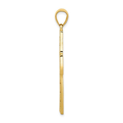 14K Greek Key Filigree Cross Pendant