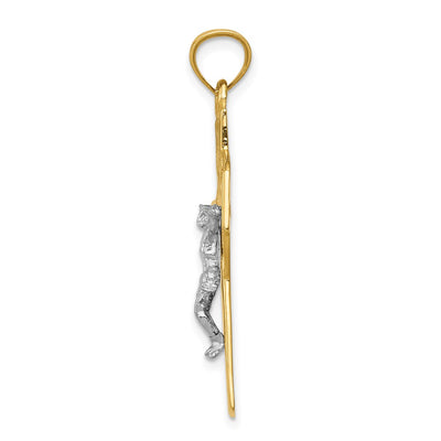 14K Two-tone INRI Celtic Crucifix Pendant