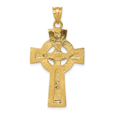14K Two-tone INRI Celtic Crucifix Pendant