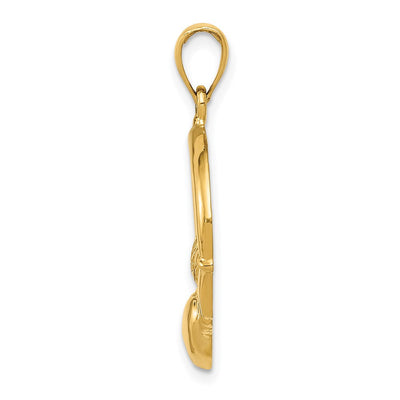 14K Polished Claddagh Pendant, 31 x 20mm