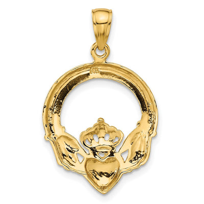 14K Polished Claddagh Pendant, 31 x 20mm