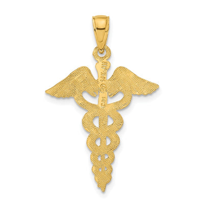 14K Caduceus Pendant, 32 x 21mm