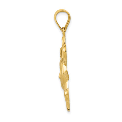 14K Satin and Polished Sun Pendant