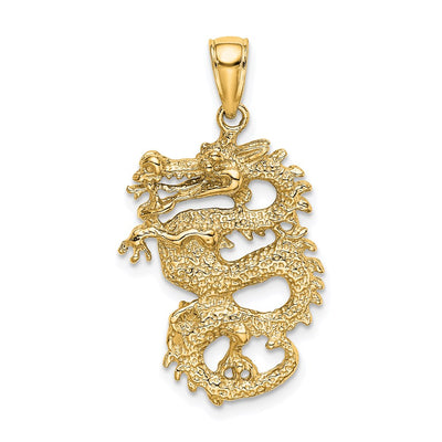 14K Solid 3-D Dragon Pendant