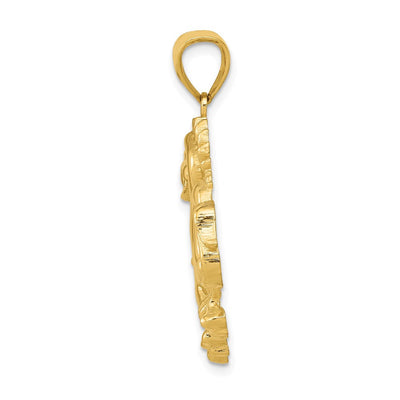14K Solid Polished Dragon Pendant, 31.5 x 26mm