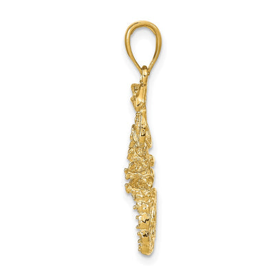 14K Solid Polished Open-Backed Scorpion Pendant, 30 x 14mm