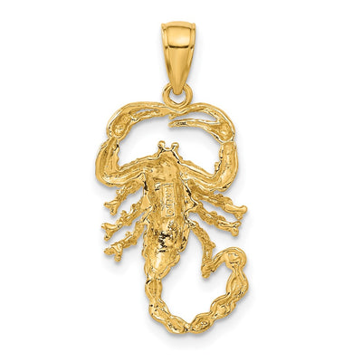 14K Solid Polished Open-Backed Scorpion Pendant, 30 x 14mm