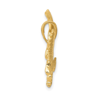 14K Solid Polished Eagle Pendant, 19 x 29mm