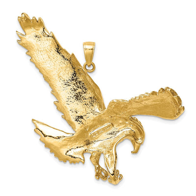 14K Solid Polished Eagle Pendant, 39 x 49mm