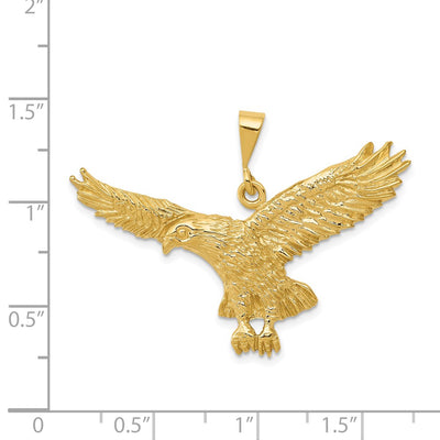 14K Solid Polished Eagle Pendant, 30 x 41mm
