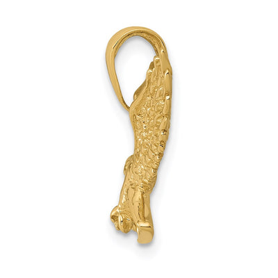 14K Solid Polished Eagle Landing Pendant