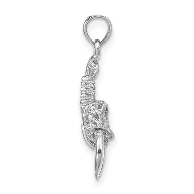 14K White Gold Moveable Lobster Pendant