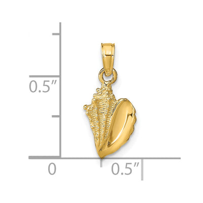 14K Conch Shell Pendant, 19 x 8mm