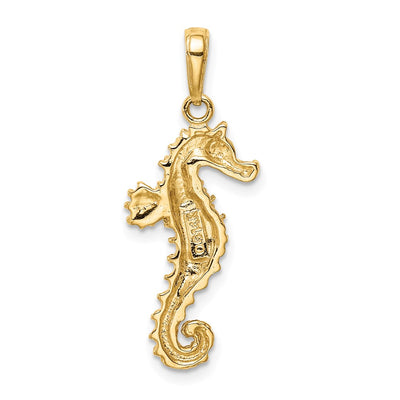 14K Polished Open-Backed Seahorse Pendant
