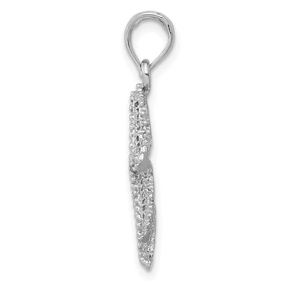 14K White Gold Polished Open-Backed Starfish Pendant
