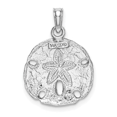 14K White Gold Polished Sand Dollar Pendant, 21 x 15.4mm