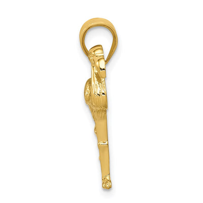 14K Solid Polished Open-Backed Flamingo Pendant