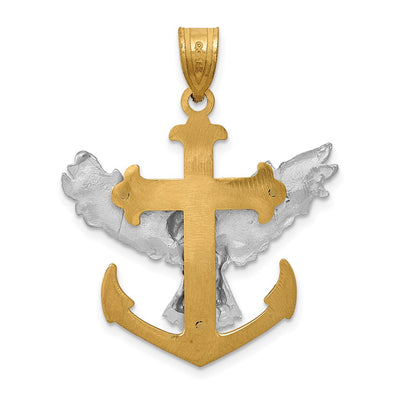 14K Two-tone Mariners Cross w/Eagle Pendant