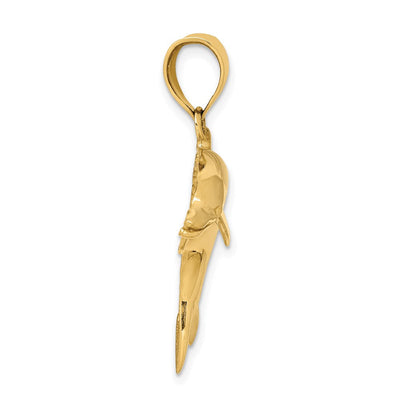 14K Dolphin Pendant, 32 x 30mm