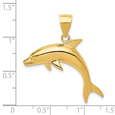 14K Dolphin Pendant, 32 x 30mm