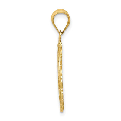 14K Solid Satin Polished Cancer Zodiac Oval Pendant