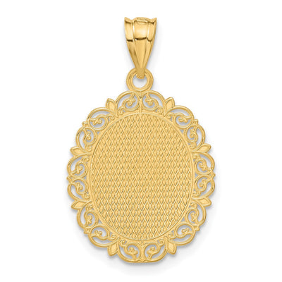14K Solid Satin Polished Cancer Zodiac Oval Pendant