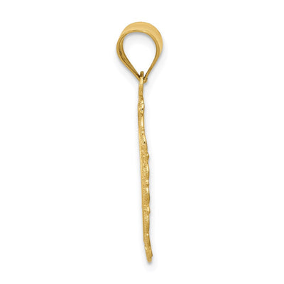 14K Solid Satin Polished Libra Zodiac Oval Pendant