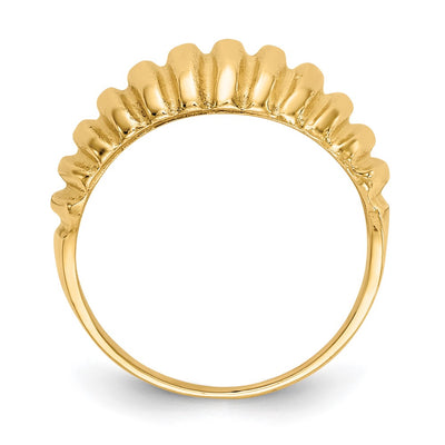 14K High Polished Ribbed Dome Ring