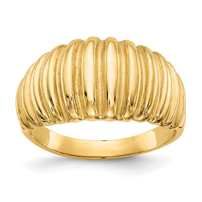 14K High Polished Ribbed Dome Ring