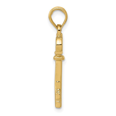 14K Polished 3-D Key Charm, 26 x 8mm