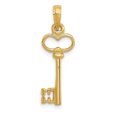 14K Polished 3-D Key Charm, 26 x 8mm
