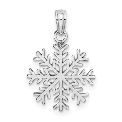 14K White Gold Snowflake Pendant, 18 x 13.8mm