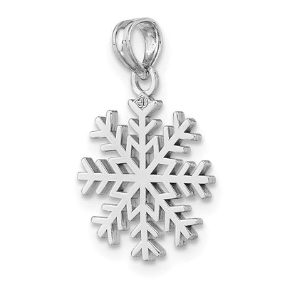 14K White Gold Snowflake Pendant, 18 x 13.8mm