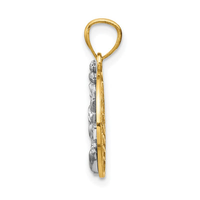 14K Two-tone Lady Liberty on American Flag Disk Pendant