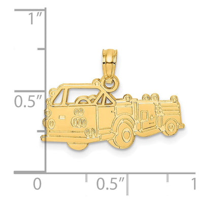 14K Fire Truck Charm, 11.6 x 23.2mm