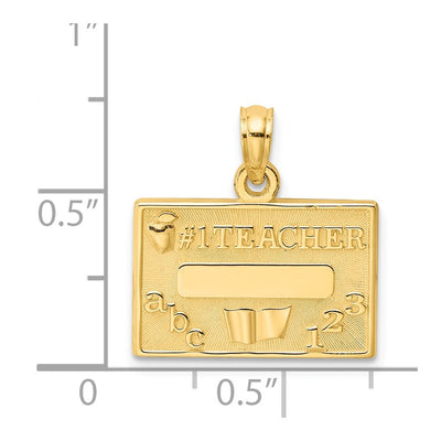 14K #1 Teacher Charm, 11.35 x 17.35mm
