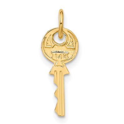 14K Polished 3D Rounded Top Key Charm, 20 x 8mm