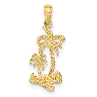 14K Double Palm Trees Pendant, 22.5 x 9mm